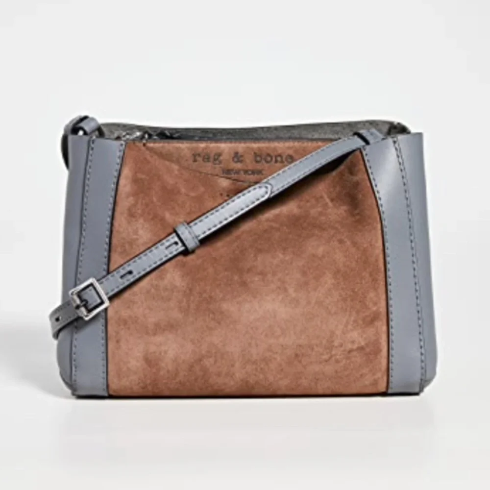NWT $395 rag & bone Passenger Suede & Leather Crossbody Bag in Praline Suede!